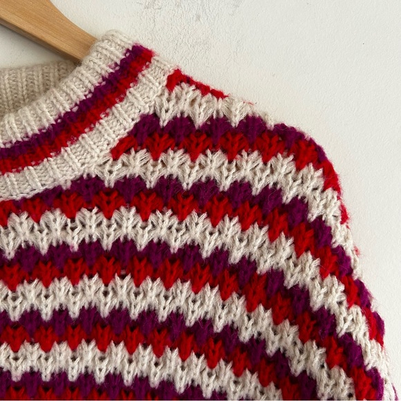 Rebecca Minkoff Red Stripe Chunky Knit Wool Blend Sweater Size Med - Picture 6 of 16